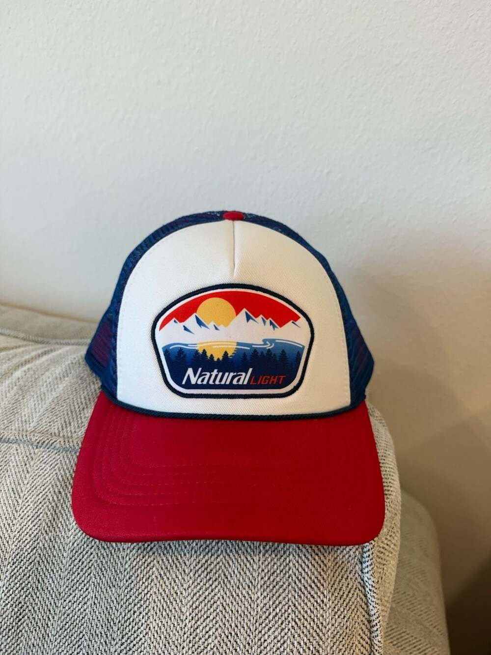 Natural Light Beer Trucker Hat Snapback Party USA Red White Blue